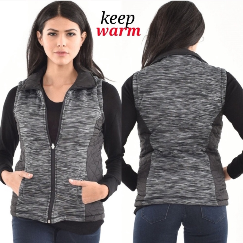 NWT🖤BLK/Charc Grey reversible puffer vest!🖤